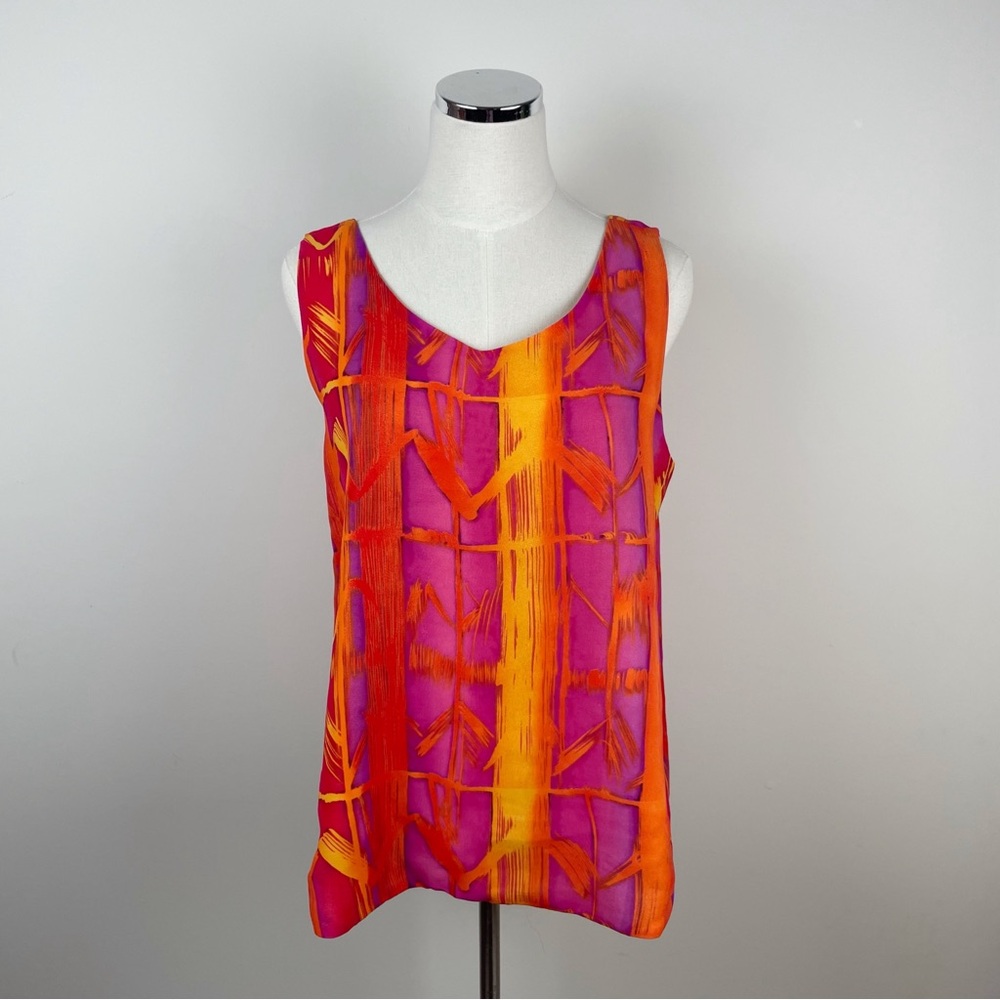 Brenda Goode Vintage Pink Orange Yellow Retro Blouse Top Women Large